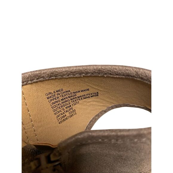 SO Womens 6M Brown Taupe Peep Toe Ankle Zip Block Heel Perforated Sandals NWT - Picture 9 of 12